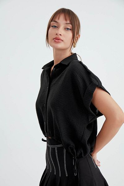 Vitrin Cămașă din in viscoză - Design cu șnur în talie