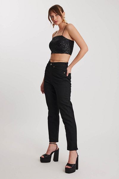 Vitrin Jean Black με ραμμένο μανίκι Straight Fit