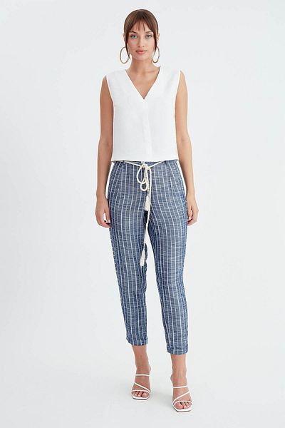 Vitrin Striped Carrot Trousers - Waist Belt