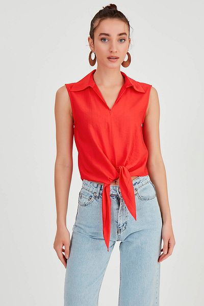 Vitrin Zero Sleeve Blouse - Front Tie