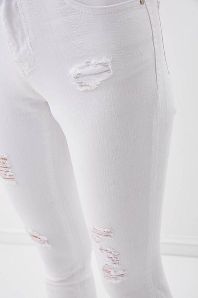 Vitrin Pantaloni albi din denim skinny rupti