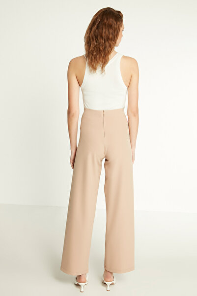 Vitrin High Waist Zippered Stitching Detailed Trousers