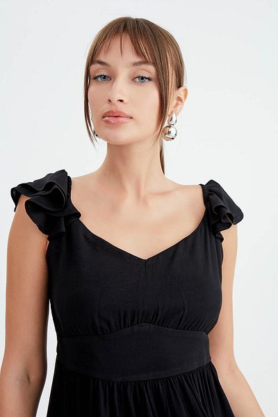 Vitrin Flounce Sleeve Layered Dress