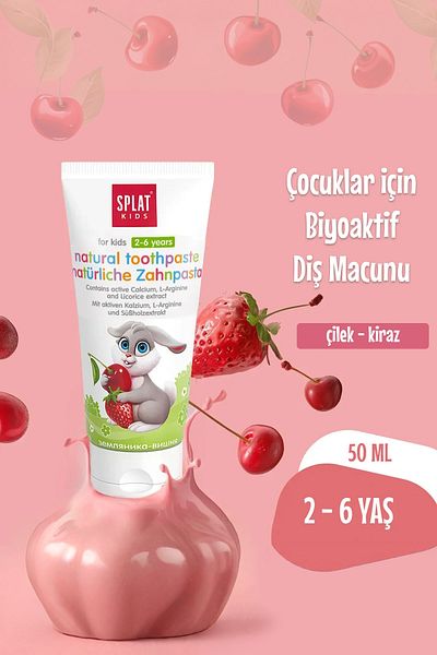 Splat Strawberry & Cherry Fluoride-Free Natural Children's Toothpaste 50 Ml