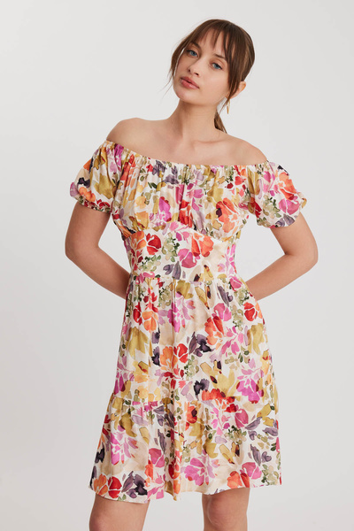 Vitrin Boat Neck Floral Dress