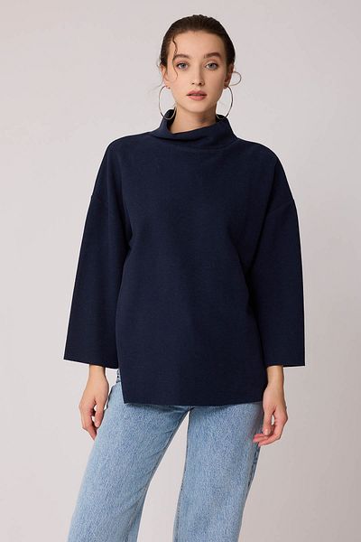 Vitrin Πλεκτή oversize μπλούζα με χαμηλό μανίκι γιακά και πλαϊνά σκισίματα