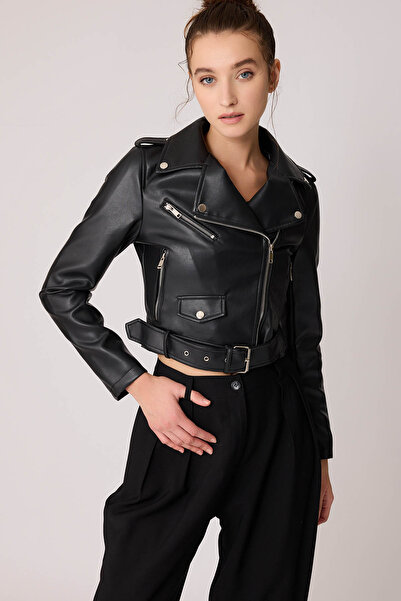 Vitrin Cyklistická bunda z umělé kůže s páskem