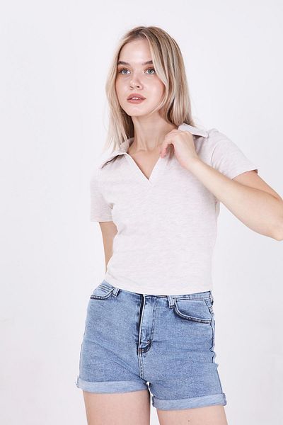 Vitrin Μπλουζάκι Cotton Crop Polo Neck
