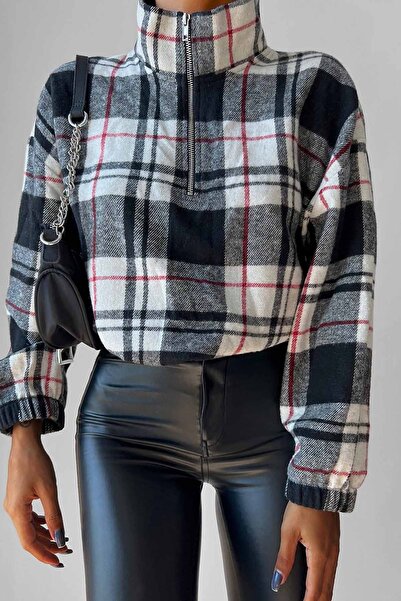 Vitrin Kostkovaný vzor s vysokým límcem na zip