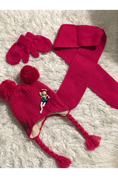 sema aksesuar 0-18 Months Baby Girl Pompom Beret, Scarf, Gloves Set - Set of ...