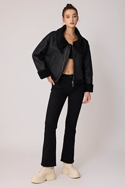 Vitrin Biker bunda z umělé kůže s dvojitou kapsou a kožešinou uvnitř