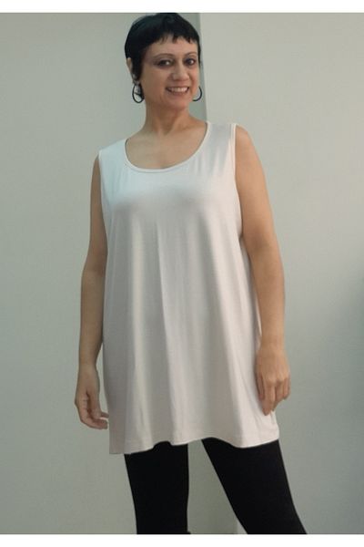 Mertcan Butik Μπλουζάκι από χτενισμένο βισκόζη με κρεμ (μπεζ) χοντρό λουράκι