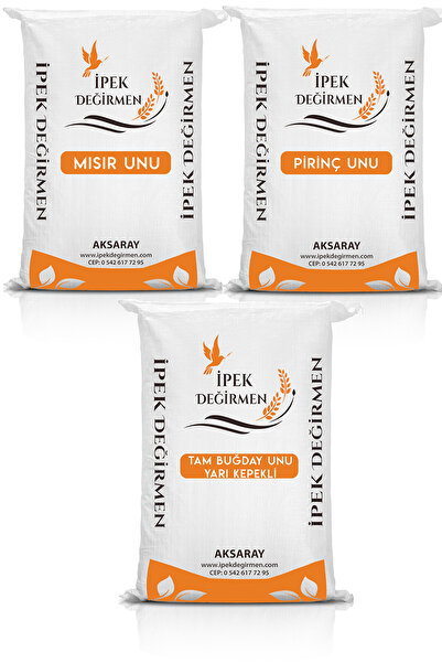 İpek Değirmen 3 Çeşit Mısır Unu Pirinç Unu Yarı Kepekli Un