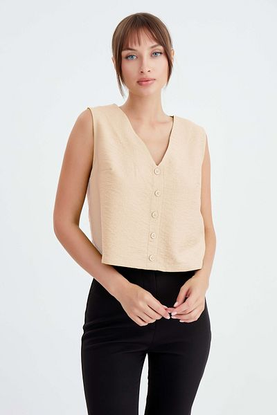 Vitrin Crop Vest - Buttoned