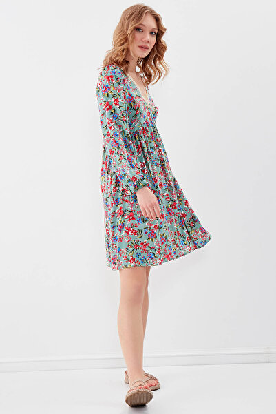 Vitrin Květinové šaty s výstřihem do V a elastickými rukávy