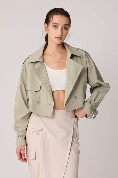 Vitrin Lined Front Buttoned Crop Trench Coat