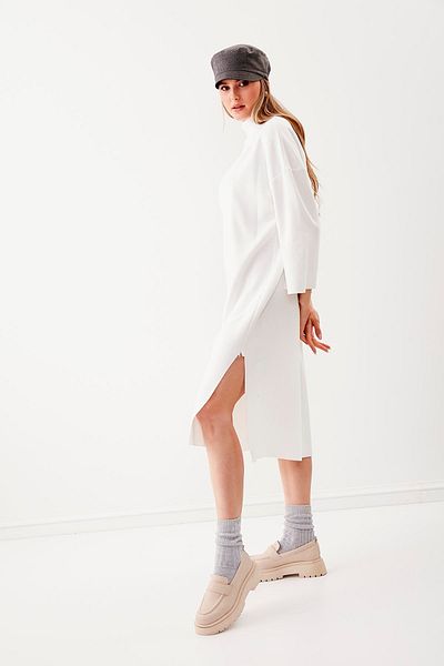 Vitrin Turtleneck Knitted Dress with Slits on the Sides