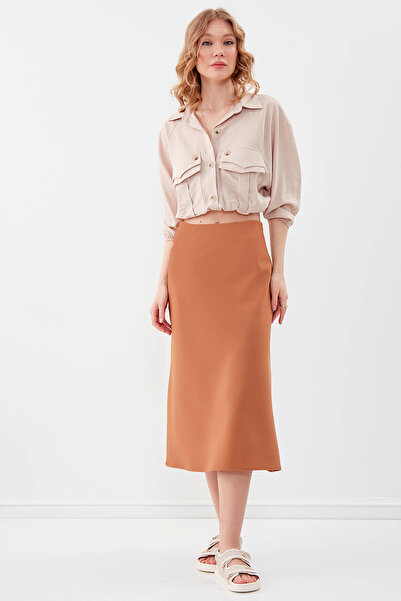Vitrin Midi Skirt with Side Zipper