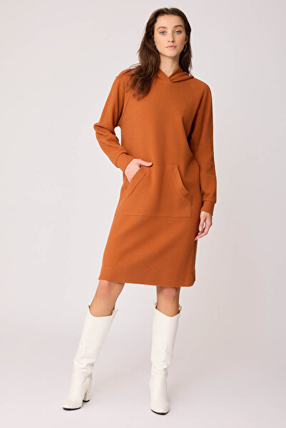 Vitrin Hooded Knitted Dress with Front Pocket