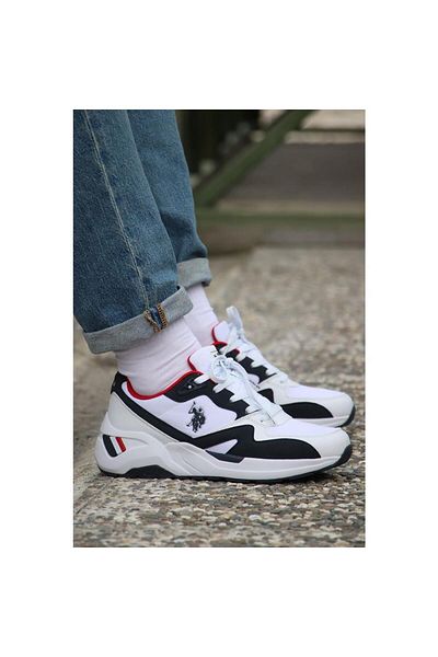 U.S. Polo Assn. Ανδρικά αθλητικά παπούτσια HUSKY 4FX-Λευκό-Μπλε-Μπλε-Κόκκινο