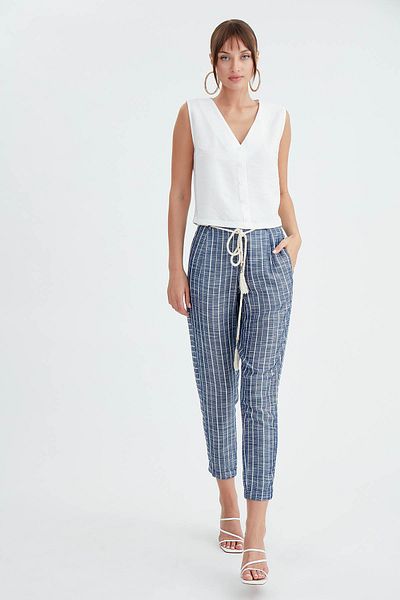 Vitrin Striped Carrot Trousers - Waist Belt