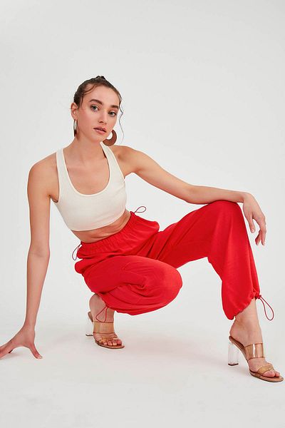 Vitrin Viscose Linen Trousers with Elastic Waist and Legs