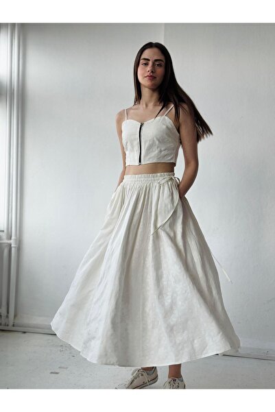 Retrobird Γυναικεία φούστα Maxi σε μπεζ χρώμα κύκλος