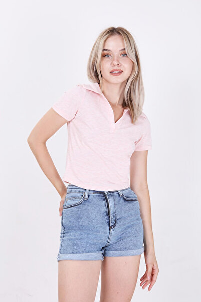 Vitrin Cotton Crop Polo Neck T-Shirt