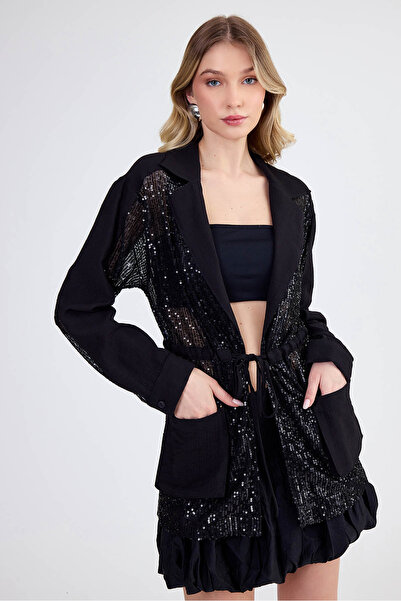Vitrin Laced Waist Sequin Jacket