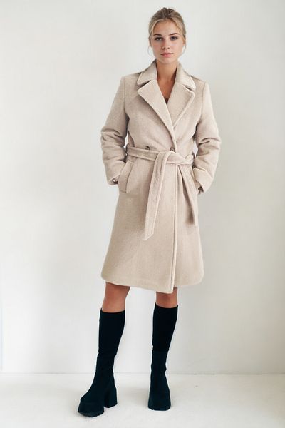 Vitrin Belted Waist Buttoned Long Coat