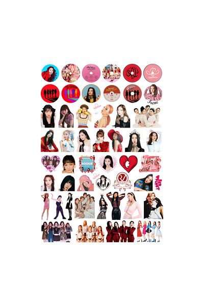 Ororabutik Σετ αυτοκόλλητων 52 τμχ Kpop Red Velvet Pop - Σετ αυτοκόλλητων Scrapbook Bullet Journal
