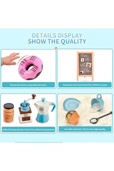 Yelajoy Tea House Pretend Play Toy Set, 38 PCS Coffee Maker Set and Play Food Dessert for Kids Age 3+