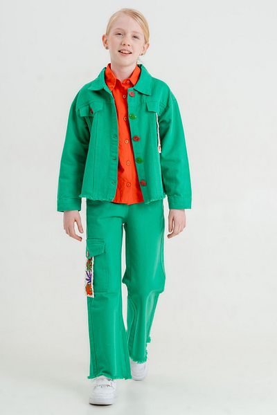 GİYİCEM TEKSTİL Colorful Gabardine Girls' Triple Set - 4408