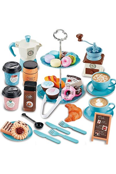 Yelajoy Tea House Pretend Play Toy Set, 38 PCS Coffee Maker Set and Play Food Dessert for Kids Age 3+