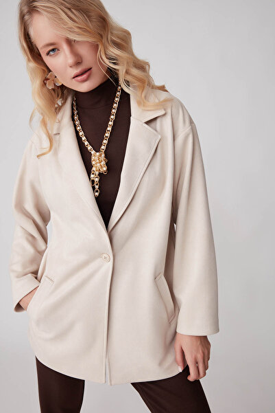 Vitrin Single Button Pocket Suede Jacket