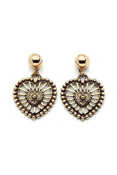 Mon Reve Hero Alltın Kaplama Kalp Iğneli Küpe