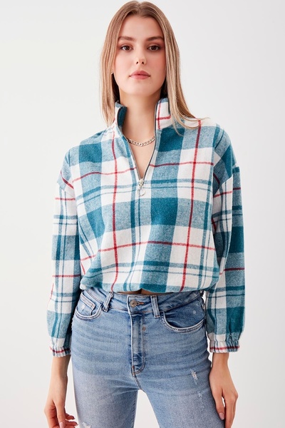 Vitrin Καρό σχέδιο με ψηλό γιακά με φερμουάρ