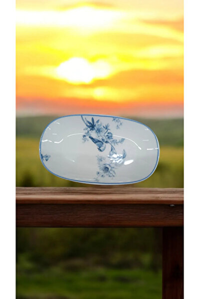 FAYA HOME 1891 Model 6 Pieces of Güral Porcelain - 19 cm Shower Bird Patterned Boat Plate