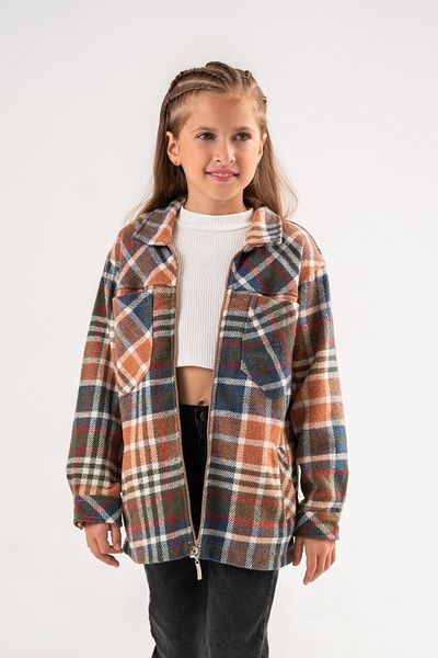 GİYİCEM TEKSTİL Карирана риза с цип за момиче 3086