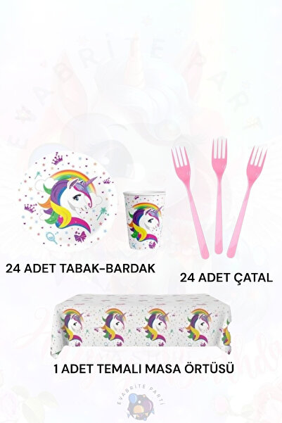 Evabrite Set media tematică unicorn pentru 24 de persoane - Set pentru petrec...
