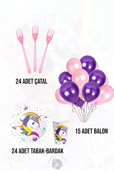 Evabrite Set tematic unicorn pentru 8 persoane Minib - Set pentru petrecerea ...