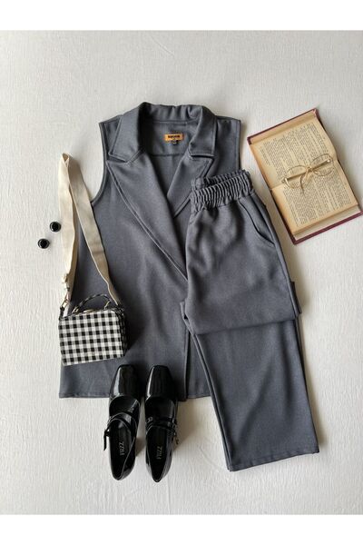 KÜÇÜĞÜM BUTİK Wool Effect Vest-Pants (Vest-Pant)