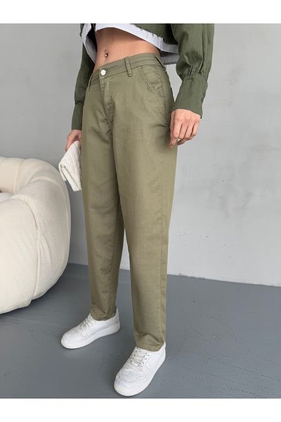 alanora Flexible and High Waist Lycra Mom Pants