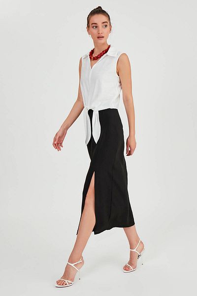 Vitrin Zero Sleeve Blouse - Front Tie