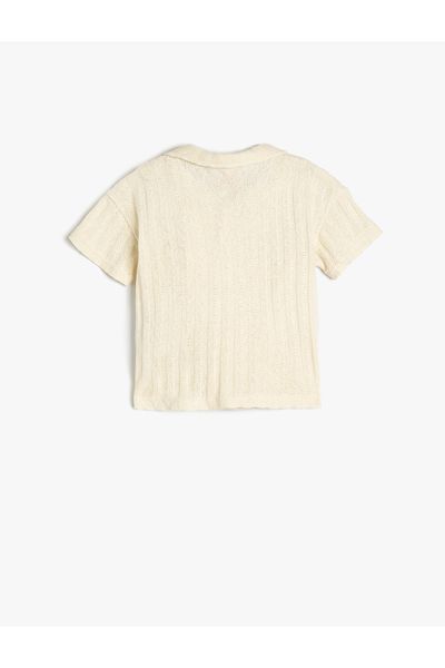 Koton Short Sleeve Cotton Single Pocket Basic Oversize Polo Neck T-Shirt