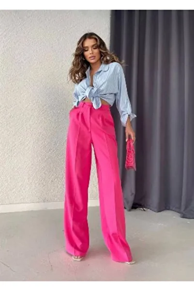 Gökkuşağı High Waist Pleat Detail Palazzo Trousers