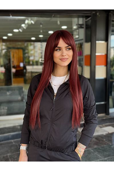 Fenomen Peruk Wine Red Straight Perch Vip Wig