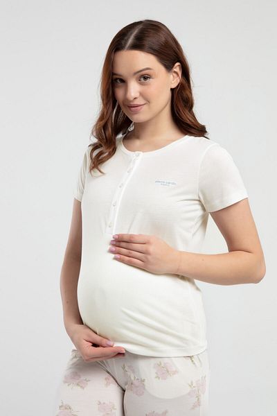 Pierre Cardin Set pijama de maternitate crem pentru dama
