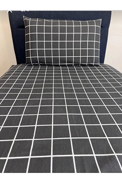 Gasel Home Single Cotton Bed Sheet Set - Elastic and Checked