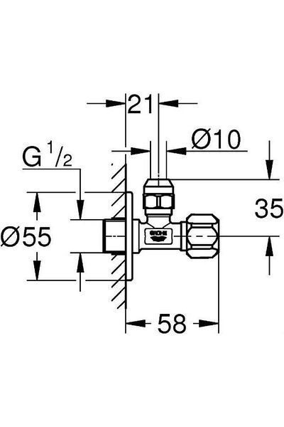 Grohe Intermediate Tap 1/2 Inlet X 3/8 Outlet -22018000 (4 PCS) Package Product